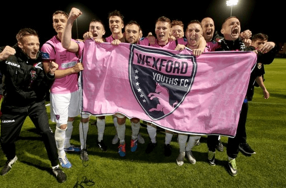 Wexford Youths FC players celebration after win